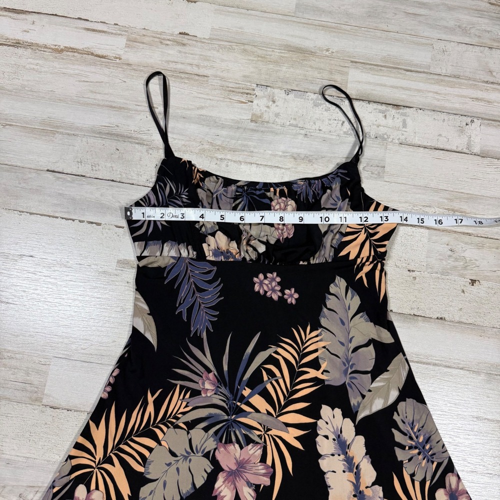 I JOAH Black Tropical Floral Print Spaghetti Strap Mini Dress Sz Junior Small - Picture 2 of 9